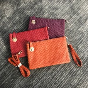 Faux Leather Weave Clutch